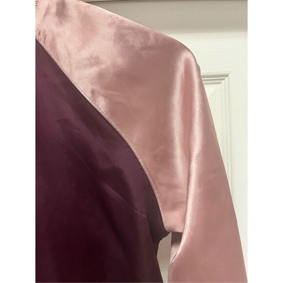 Pink & Burgundy Satin Floral Reversible Baseball Jacket sz M EUC - Picture 7 of 9